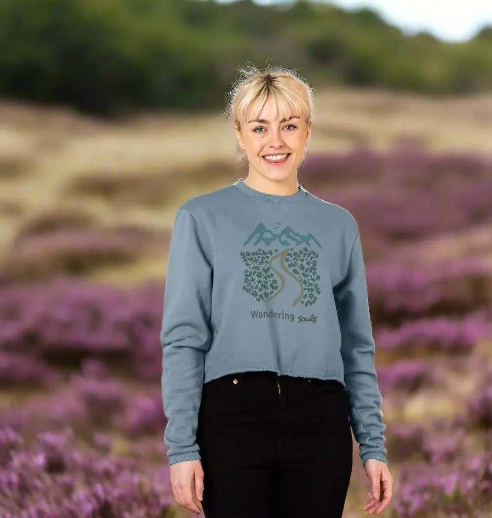 Wandering Souls Women’s Boxy Jumper with wilderness-inspired design, eco-friendly cozy jumper for adventurous women