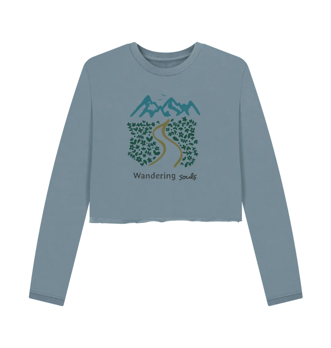 Wandering Souls Women’s Boxy Jumper with wilderness-inspired design, eco-friendly cozy jumper for adventurous women