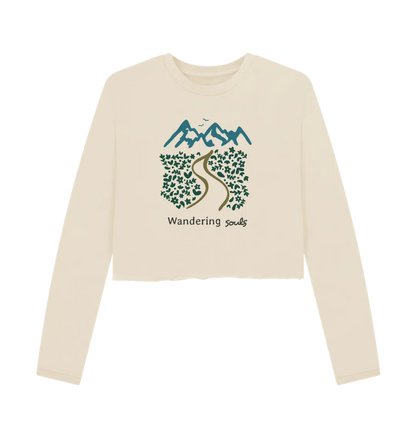 Oat Printed Boxy Jumpers Front Wandering Souls Women’s Boxy Jumper with wilderness-inspired design, eco-friendly cozy jumper for adventurous women