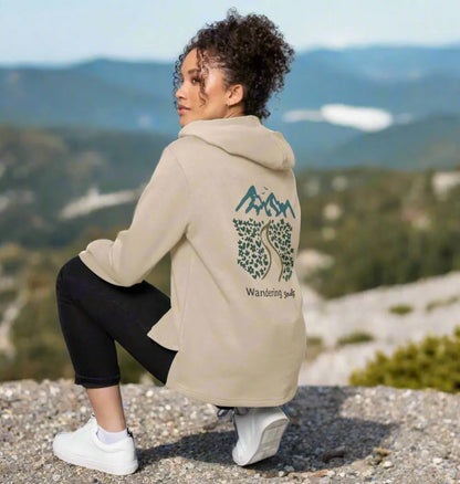 Wandering Souls Women’s Relaxed Fit Hoodie with wilderness-inspired design, eco-friendly hoodie for adventurous women