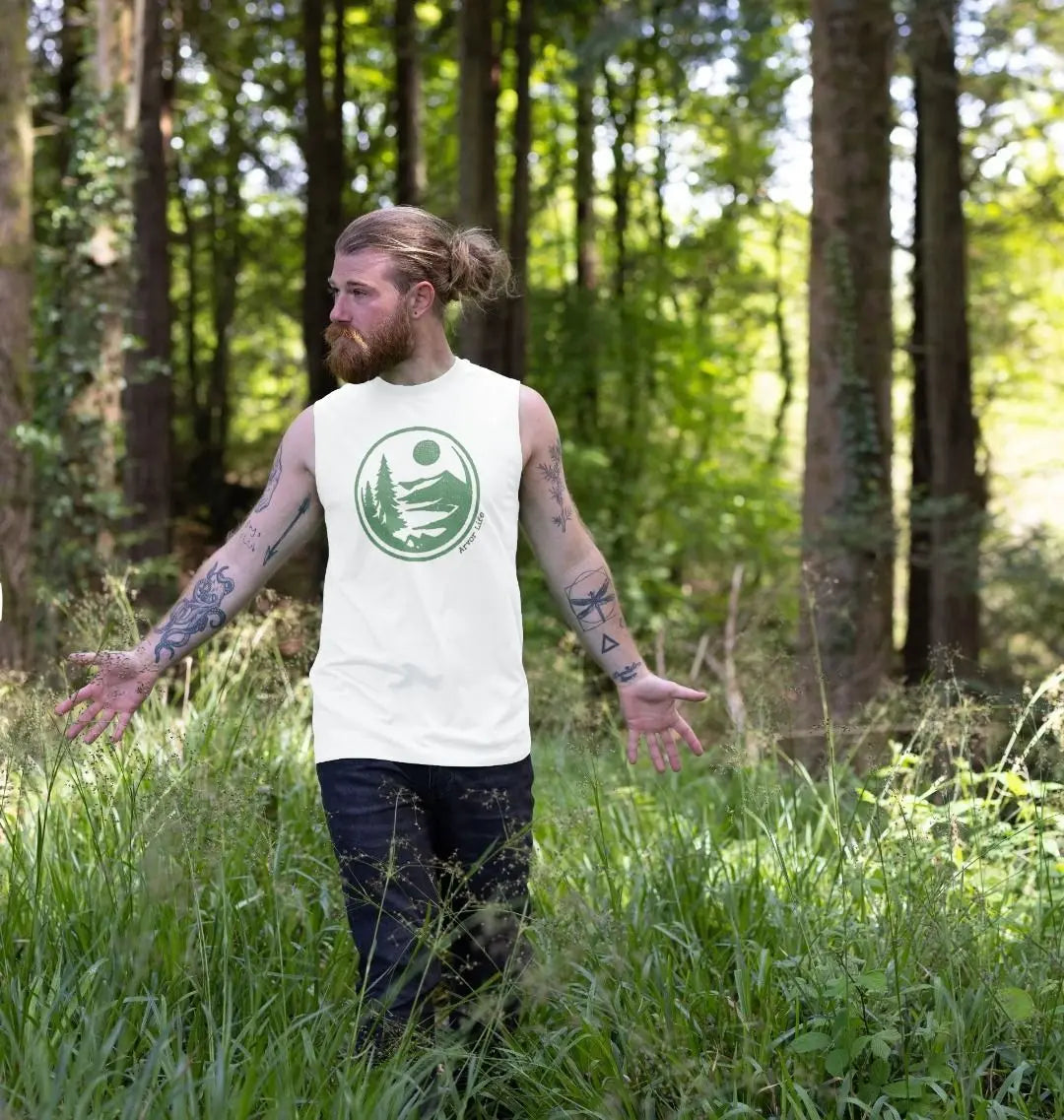 Eco-friendly organic cotton wild wandering design adventure vest top for men