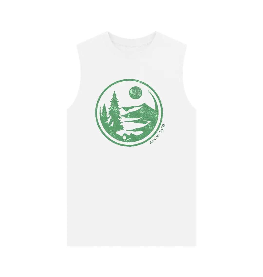 Wild Wandering design Men’s adventure lifestyle vest with mountain and forest graphic