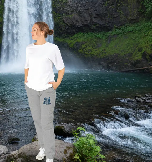 Wild Waterfalls Warm fleece-lined jogging bottoms for women enjoying waterfalls, rivers, and lakes