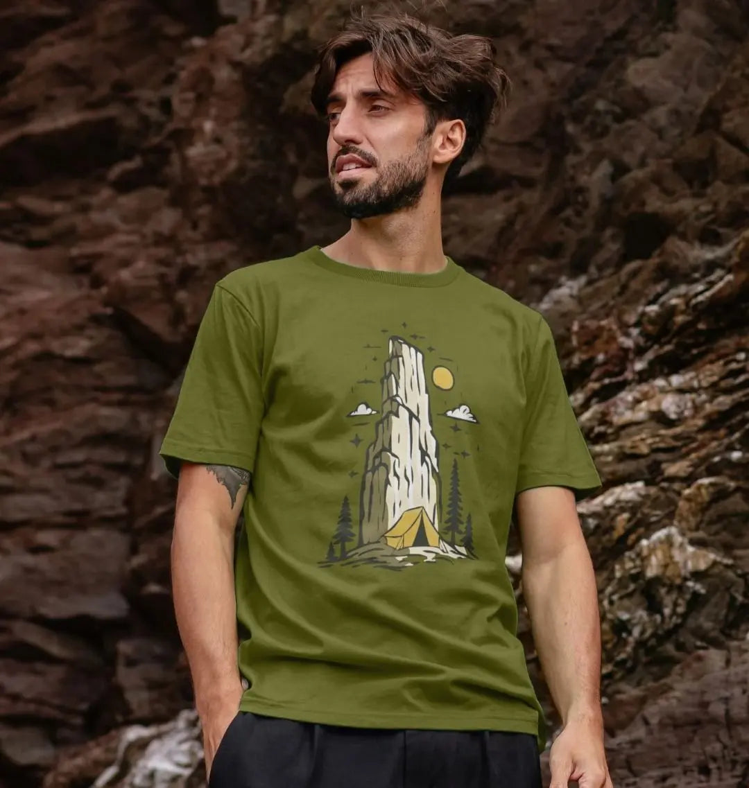 Organic cotton hiking t-shirt men’s sustainable outdoor apparel