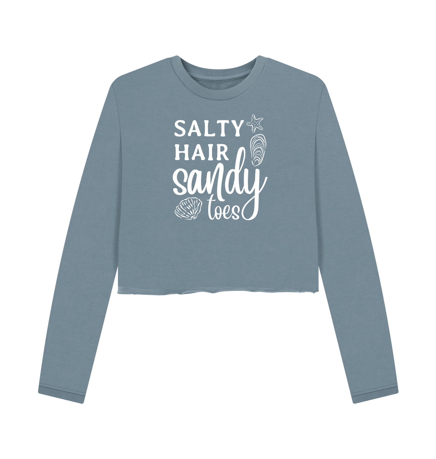 Stone Blue Printed Boxy Jumpers Front