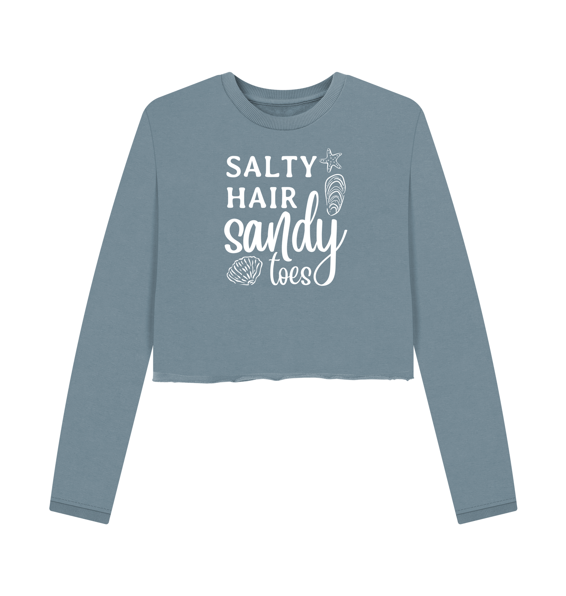 Stone Blue Printed Boxy Jumpers Front