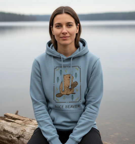 Stone Blue Printed Hoody Front