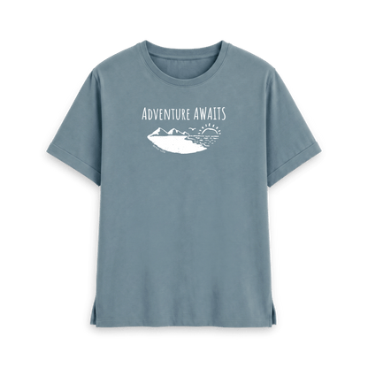 Stone Blue Printed T-shirt Front