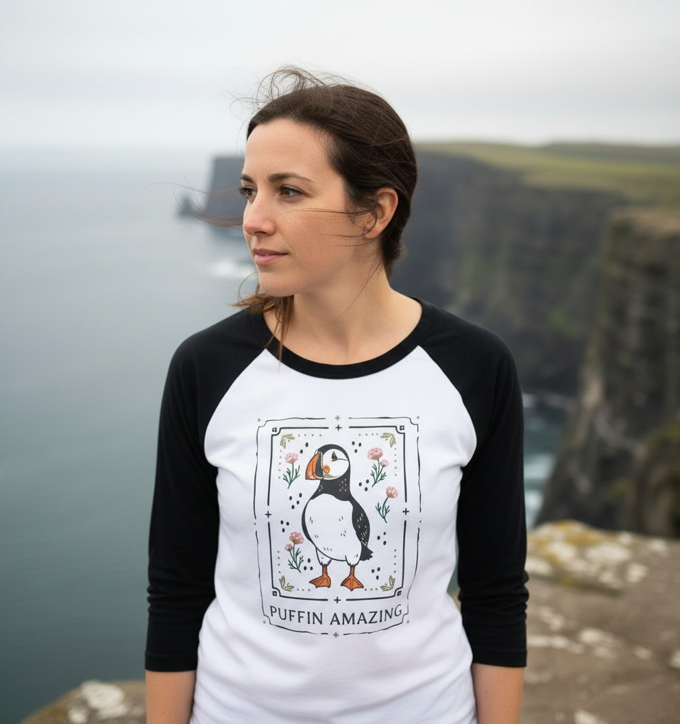 Black-White Printed Baseball T-shirt Front