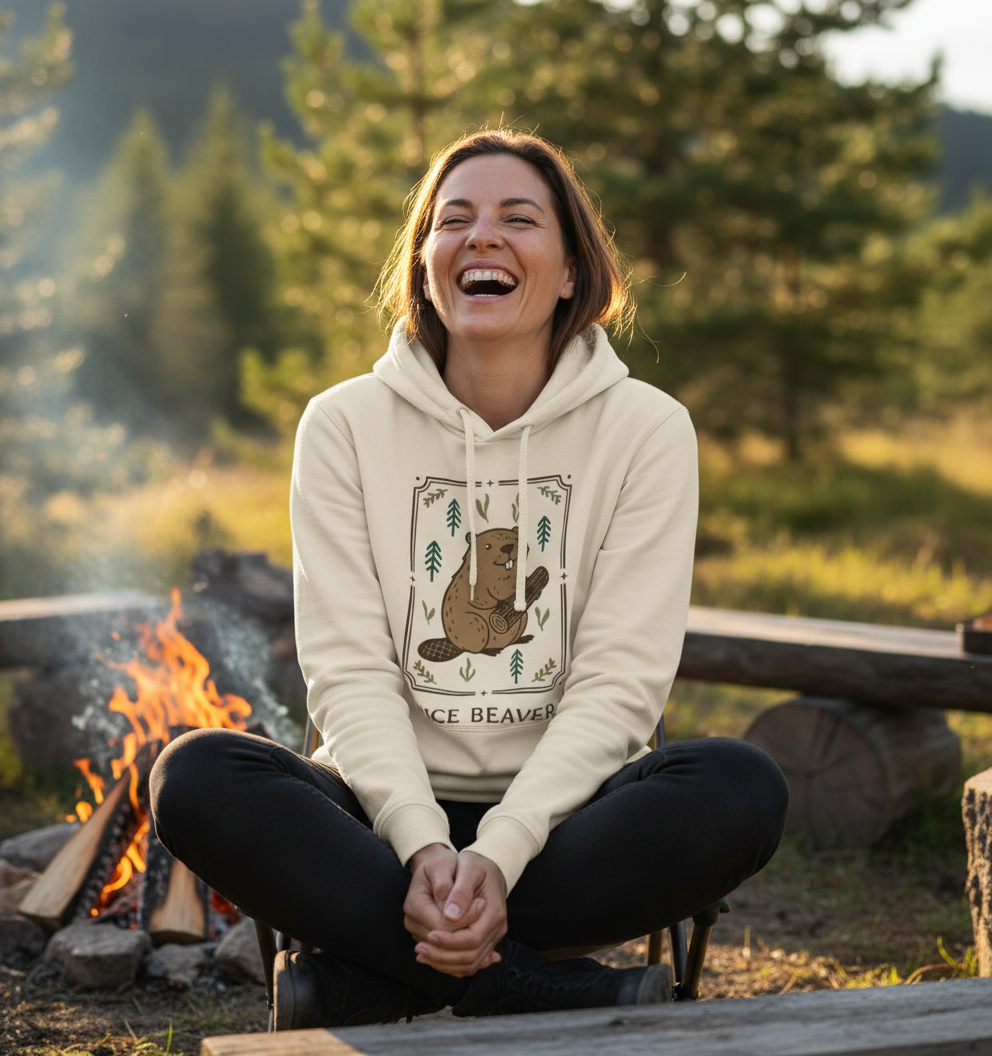 Oat Printed Hoody Front