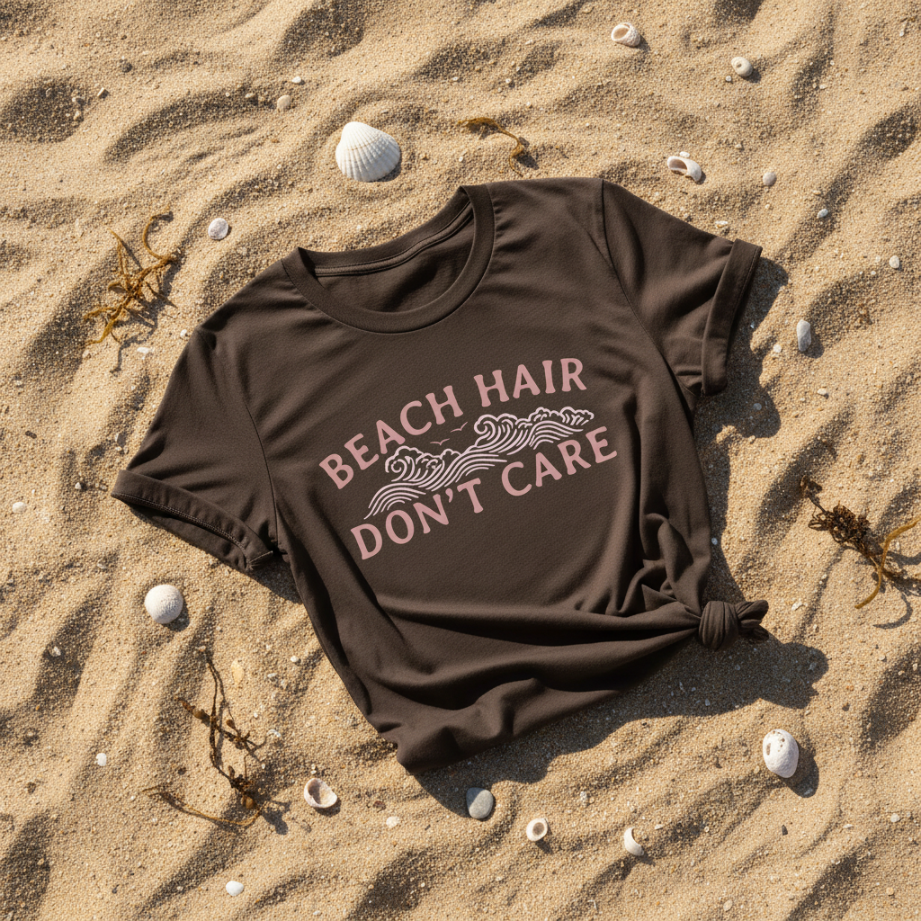 beach hair don't care women's summer t-shirt