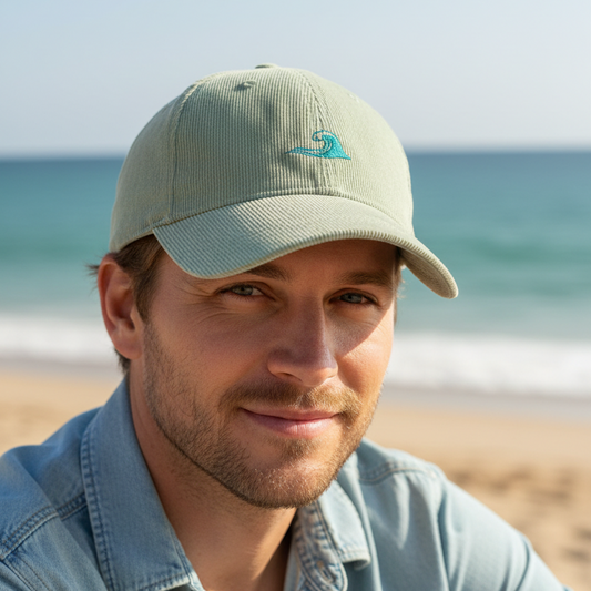 blue wave corduroy cap for summer adventures oat colour