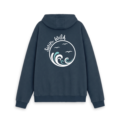Navy Printed Hoody Back