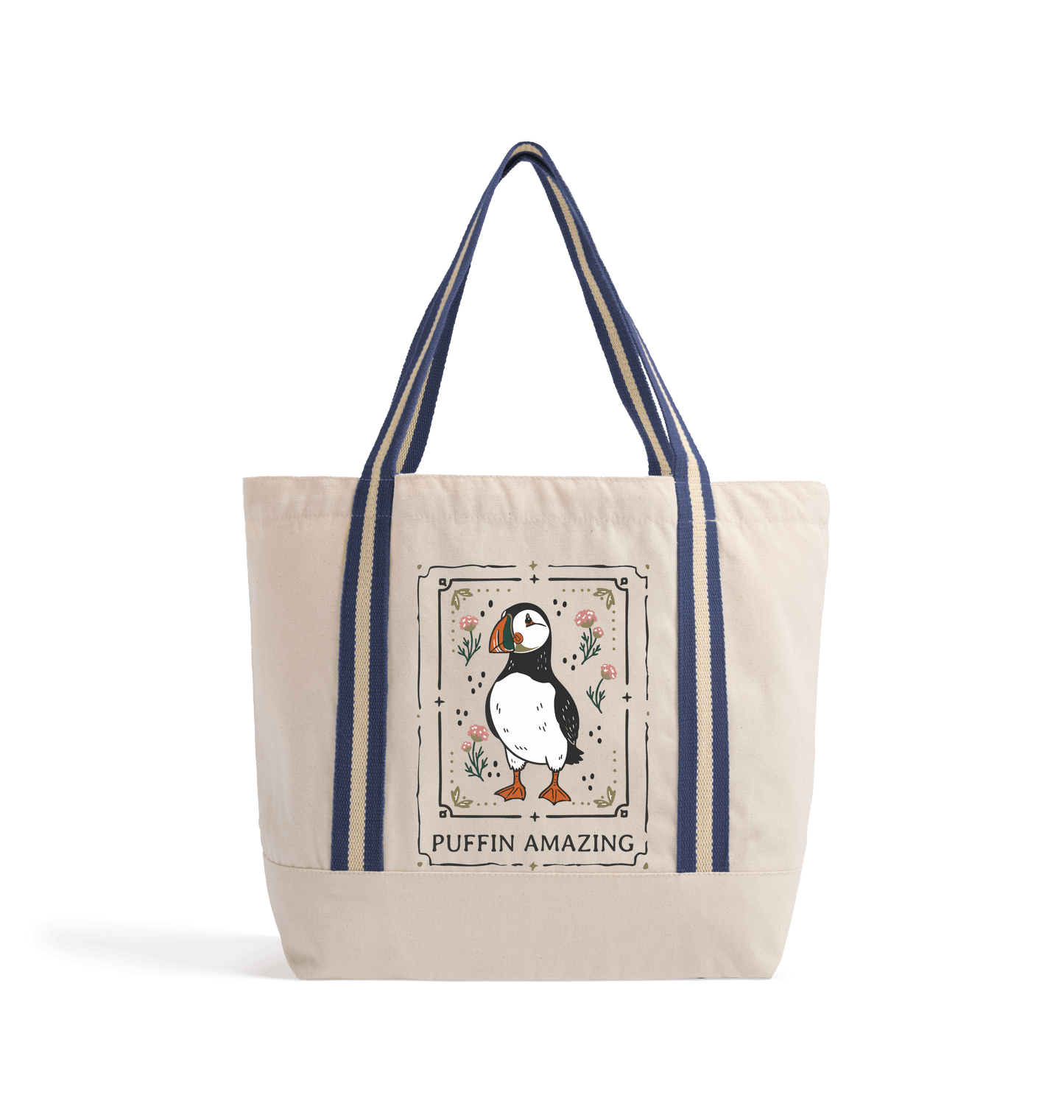 Natural/French Navy Bag Front