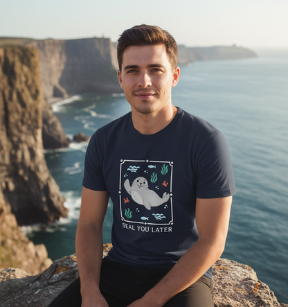 Navy Blue Printed T-shirt Front