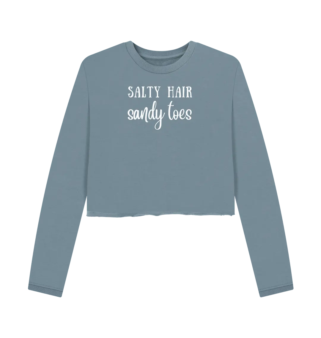 Stone Blue Printed Boxy Jumpers