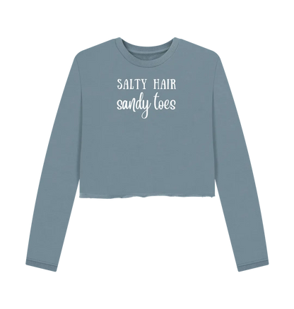 Stone Blue Printed Boxy Jumpers