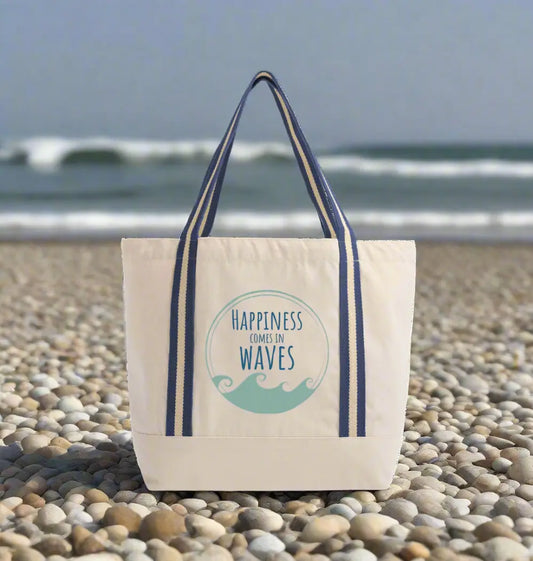 Natural/French Navy Heat Transfer Bag