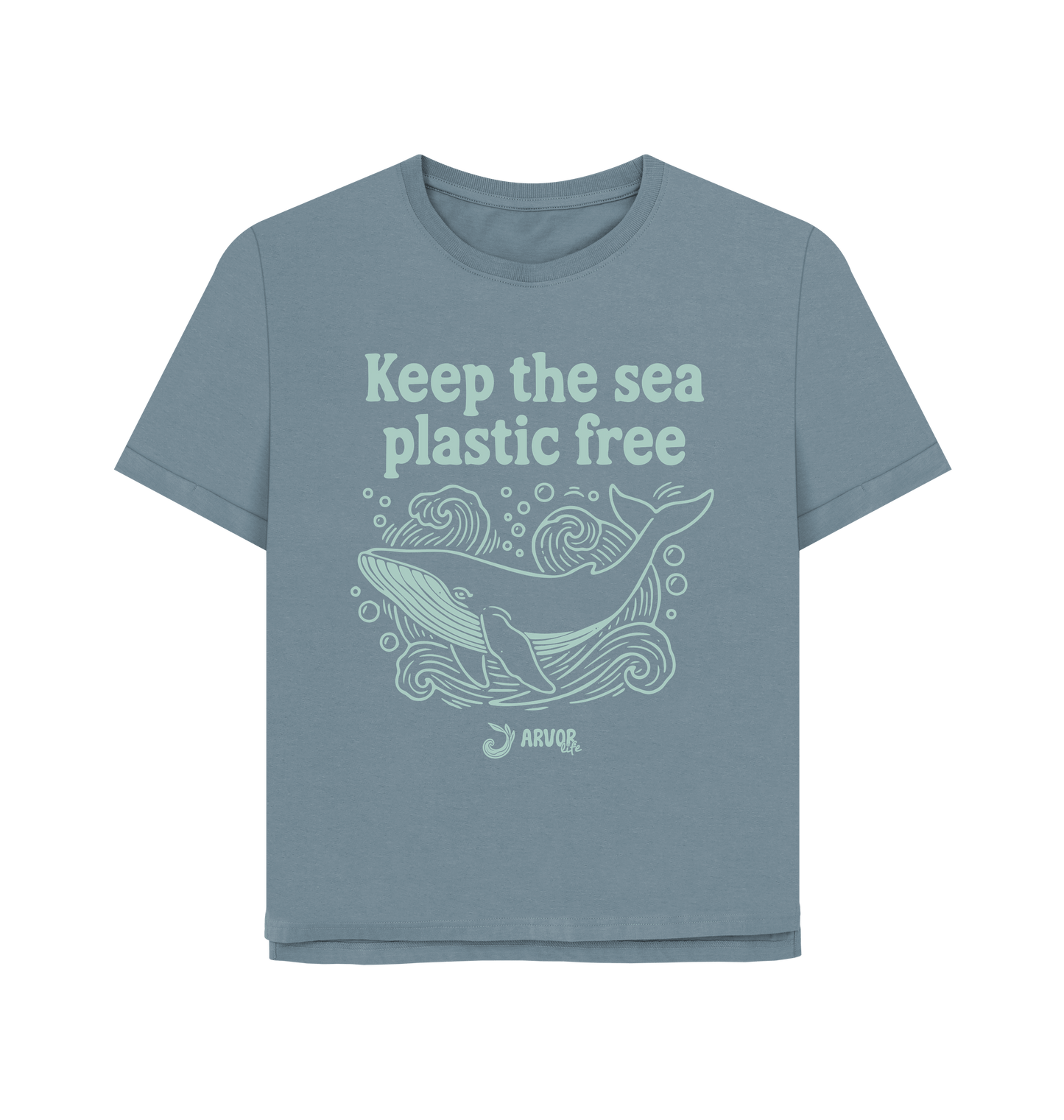 Stone Blue Printed T-shirt Front