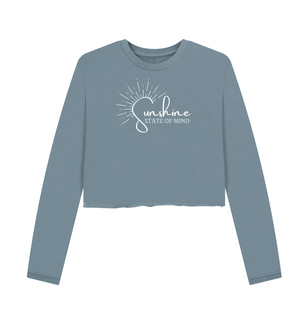 Stone Blue Printed Boxy Jumpers