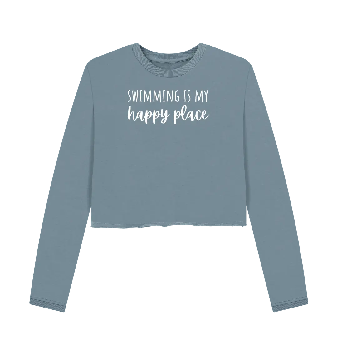 Stone Blue Printed Boxy Jumpers