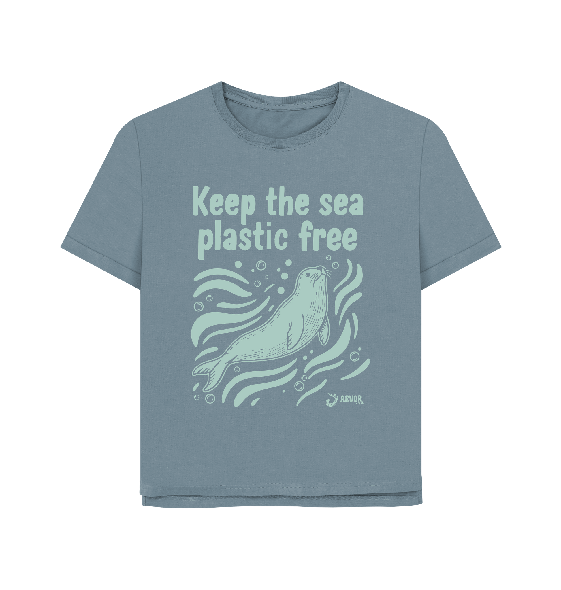 Stone Blue Printed T-shirt Front