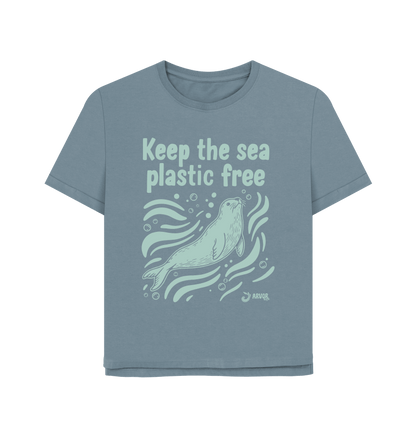 Stone Blue Printed T-shirt Front