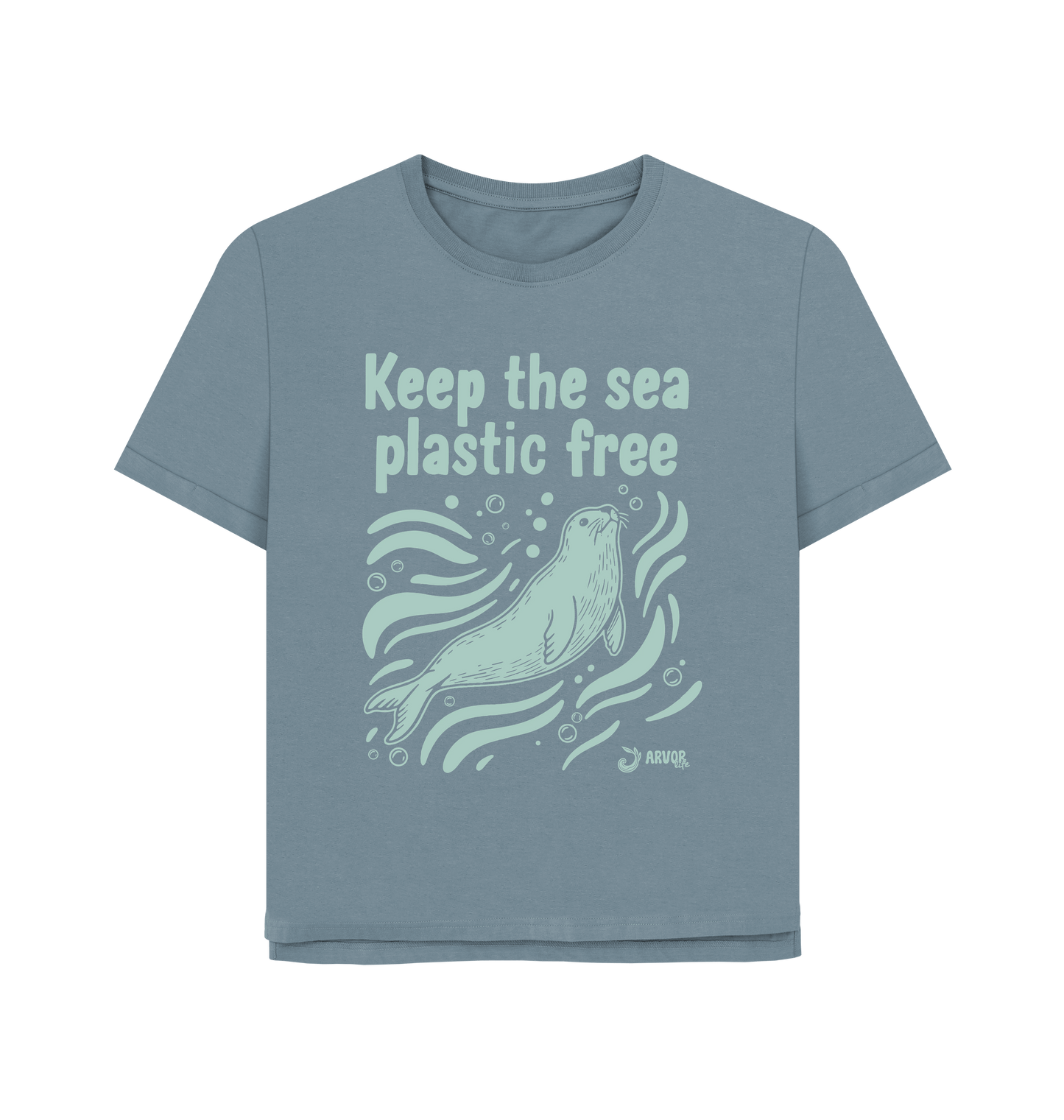 Stone Blue Printed T-shirt Front