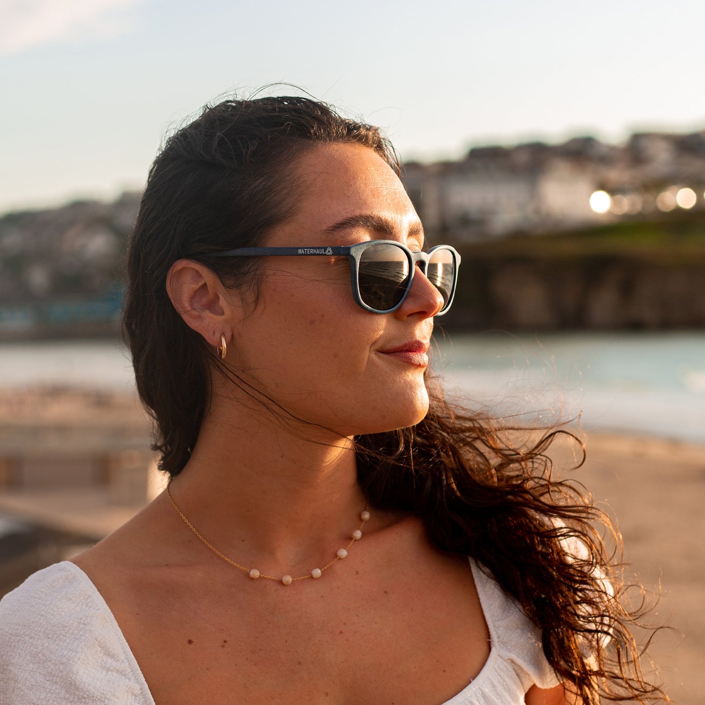 navy sunglasses with grey lens made from recycled ocean plastic waste