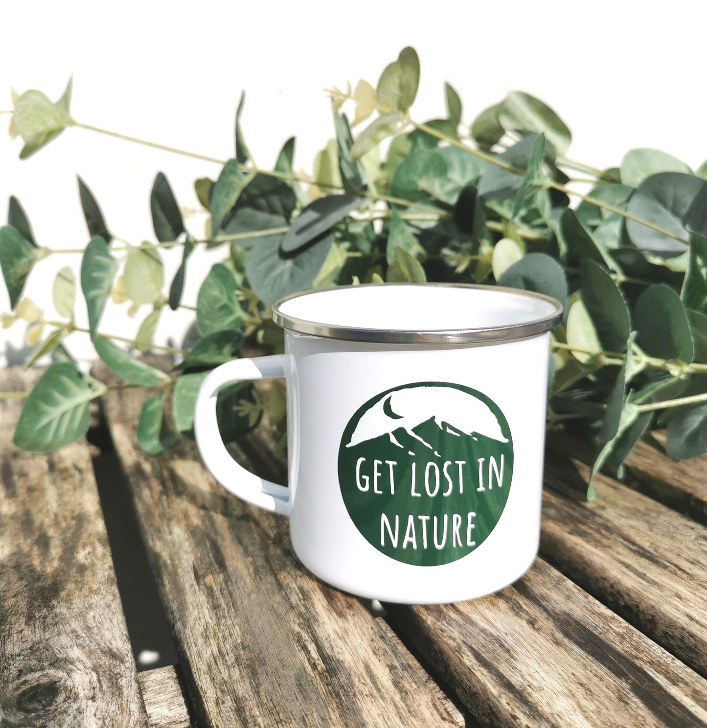Get Lost In Nature Enamel Mug - Forest Green