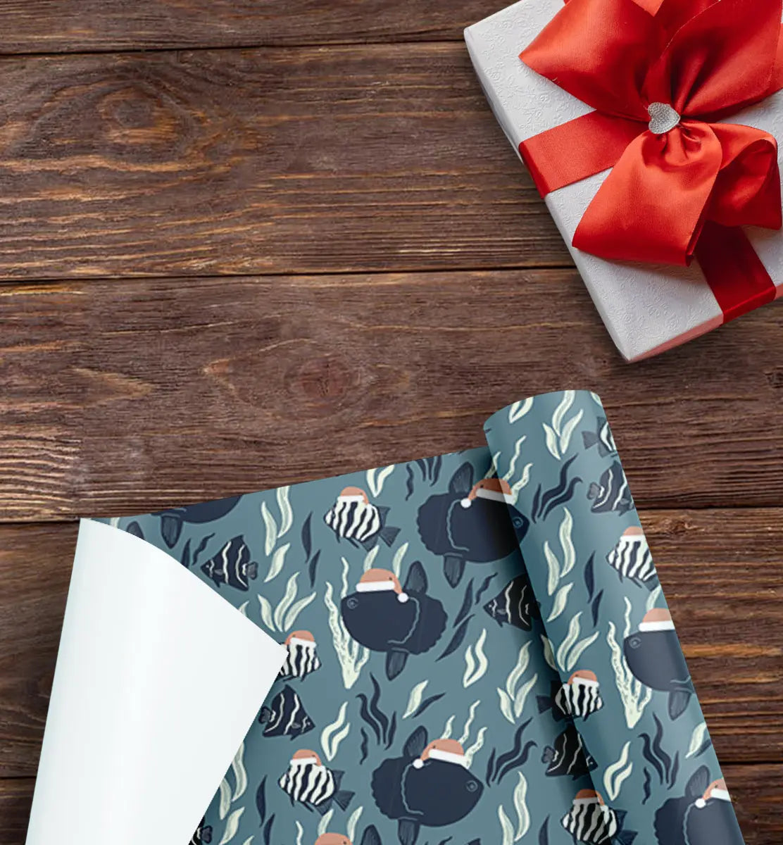 Santa Sunfish Wrapping Paper