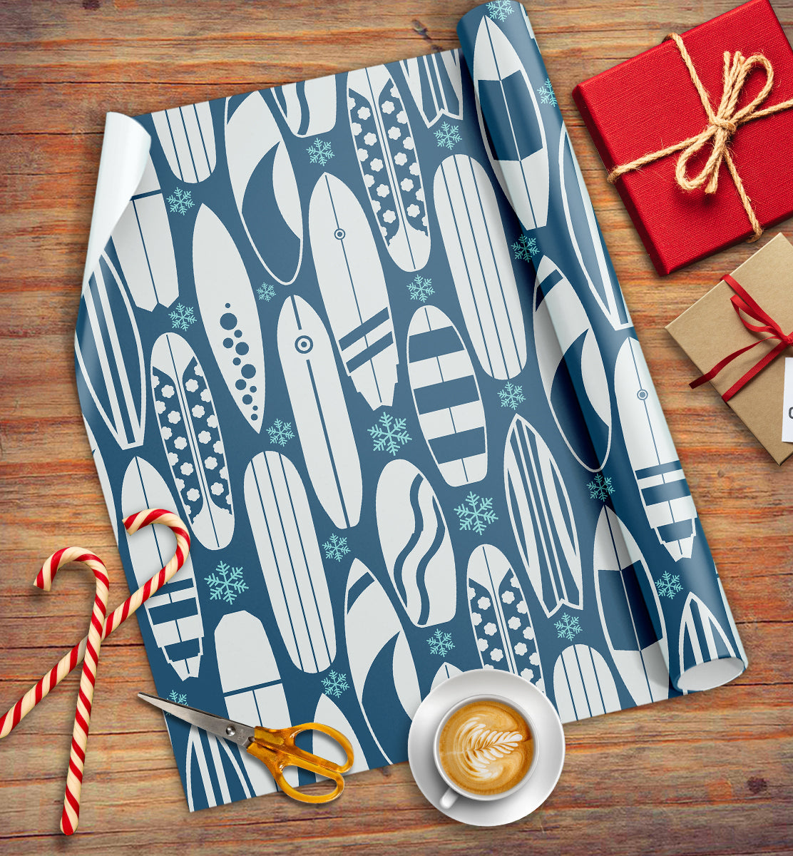 Surfin' Snowflakes Eco-friendly Wrapping Paper